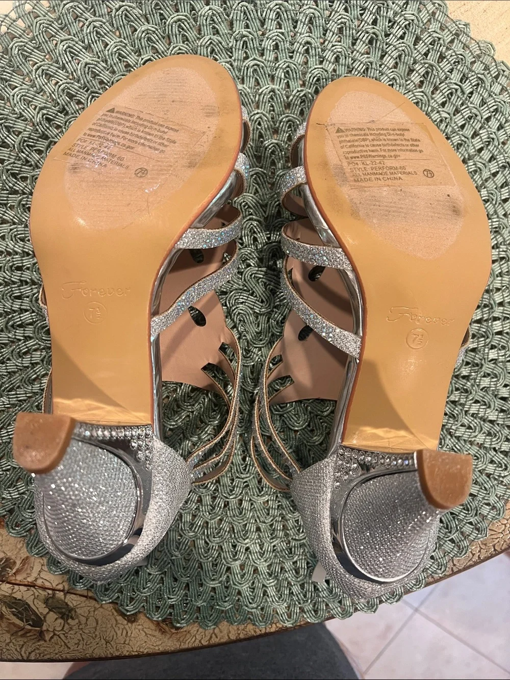 NWT size 7.5 silver crystal dress shoes.